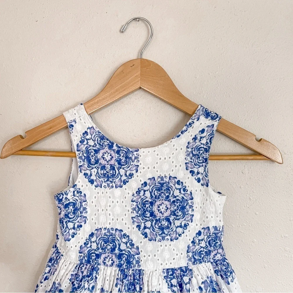 Janie‎ & Jack | Eyelet Tile Dress with Tulle Skirt, size 4, EUC